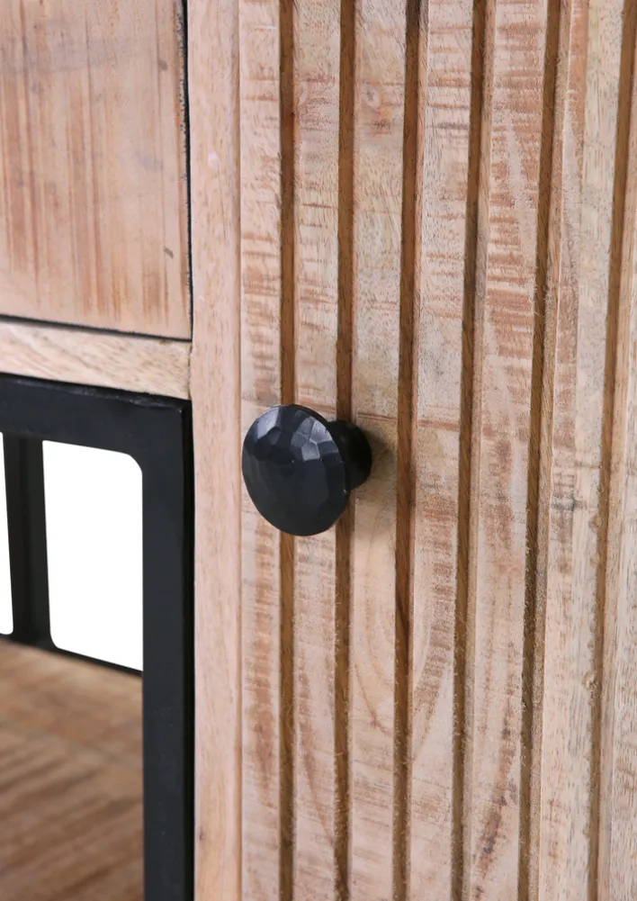 INTERhome Konsole NEMESIS 130 x 75 cm Mango massiv natur/Metallgestell schwarz