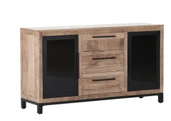 INTERhome Sideboard ALTEA 145 x 80 cm Mango massiv natur sägerau lackiert