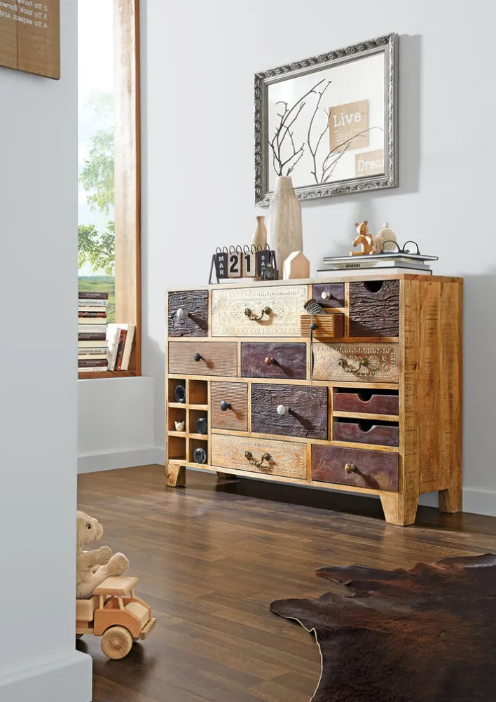 INTERhome Sideboard PUNO 114 x 80 cm braun Mango massiv