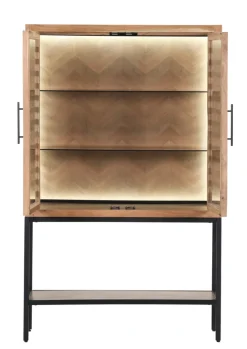 INTERhome Sideboard SHOWCASE 140 x 80 cm Akazie massiv natur gesmoked lackiert/2 Glastüren