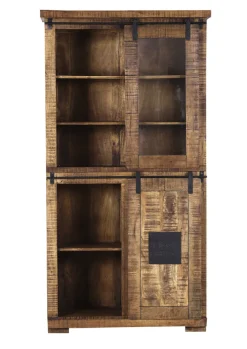 INTERhome Vitrine BARNEY 100 x 190 cm Mango Massivholz/schwarz