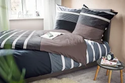 J. D. JANINE Mako-Satin-Bettwäsche 135 x 200 cm silber/schwarz