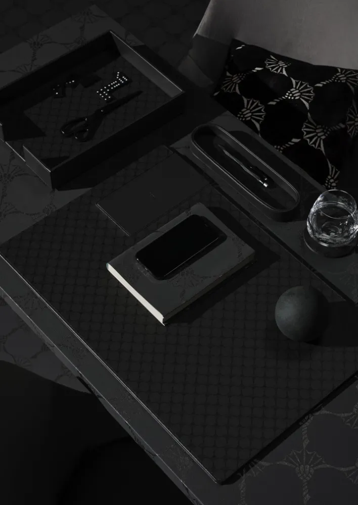 JOOP! Aufbewahrungskorb CORNFLOWER Kunstleder Textil 24,5 x 33 x 6 cm Anthrazit-Schwarz