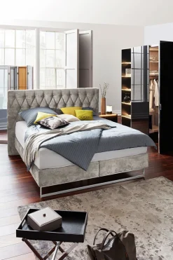 JOOP! Boxspringbett CUBIC CHESTERFIELD 180 x 200 cm grau