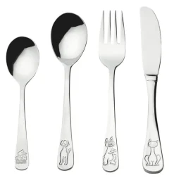 JUSTINUS Kinderbesteck TIERE 4-teilig Edelstahl silberfarbig