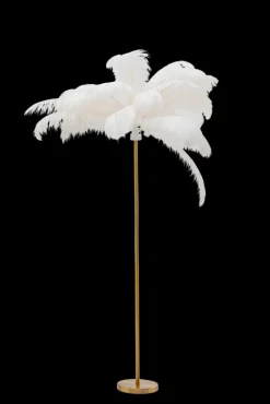 KARE DESIGN Deko-Stehleuchte FEATHER PALM weiß/goldfarbig