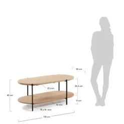 Kave Home Couchtisch PALMIA 110 x 55 cm Mango braun