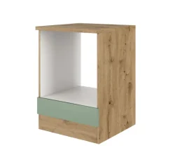 Küche Herdumbauschrank Fiona 85 cm Eiche / grün