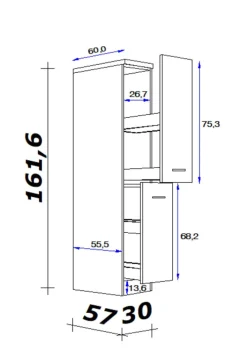 Küchen Apothekerschrank NEO 30 x 161 x 57 cm weiß