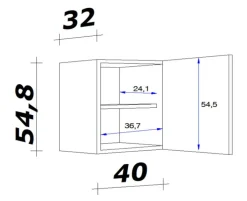 Küchen Hängeschrank AVILA 40 cm Eiche /weiß matt