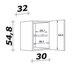 Küchen Hängeschrank AVILA 30 Eiche /weiß matt