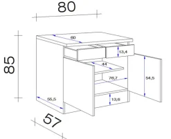Küchen Unterschrank NANO 80 x 85 cm Buche