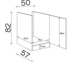 Küchen Unterschrank WITO 50 x 82 cm weiß