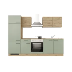 Küchenblock FIONA Schilfgrün / Artisan Eiche 270 cm