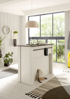 Küchentheke SHERWOOD ca. 130 x 106 x 52 cm Old Style hell Dekor