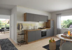 Küchenzeile KOPENHAGEN 300cm Wotan Eiche Dekor/Matt-Grau