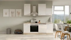 Küchenzeile LUKE Weiß Hochglanz/Sonoma Eiche NB ca. 220x234 x 60 cm