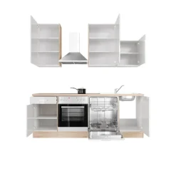 Küchenzeile LUKE Weiß Hochglanz/Sonoma Eiche NB ca. 220x234 x 60 cm