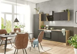 Küchenzeile MARY Touch Schwarz/ Endgrain Oek 270 cm