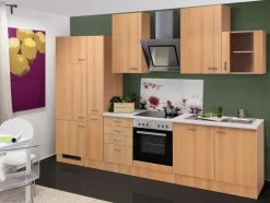 Küchenzeile NANO Buche/Rumba Dekor ca.310x234x60cm