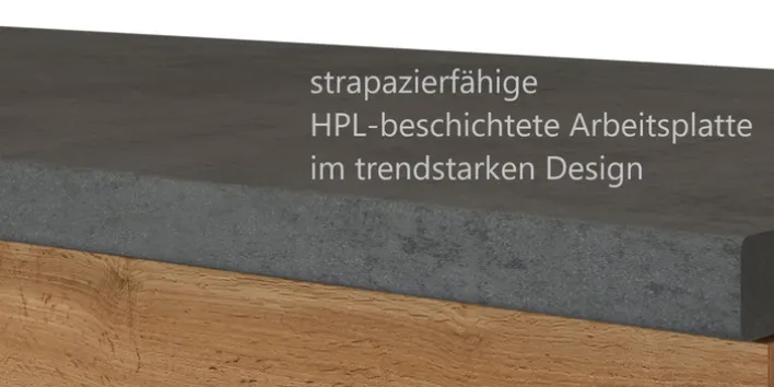 Küchenzeile ODENSE 210 cm Graphit/ Wotan Eiche Dekor