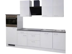 Küchenzeile PETE Weiß Matt/Weiß Caledonia Dekor ca. 280x234x60 cm