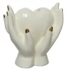 Kerzenständer HANDS 13 cm weiß /goldfarbig