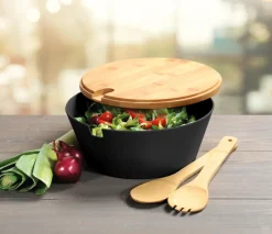 KESPER Obst und Salatschale mit Besteck Bambus