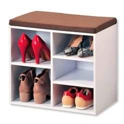 KESPER Schuhschrank mit Sitzkissen 51,5 x 48 x 29,5 cm weiß/braun
