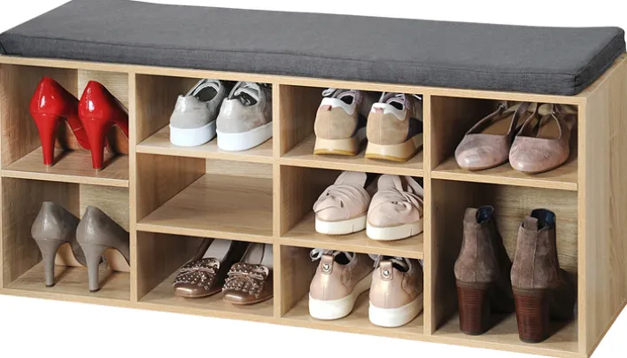 KESPER Schuhschrank mit Sitzkissen 103,5 x 29,5 cm braun/grau
