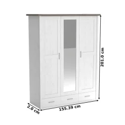 Kinder-Drehtürenschrank LUCA weiß/ braun