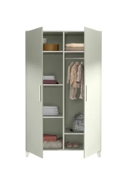 Kinder-Drehtürenschrank PRIZZI 100 x 200 cm pastellgrün/ braun