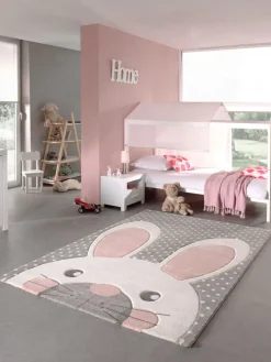 Kinderteppich PASTEL KIDS HASE 80 x 150 cm grau