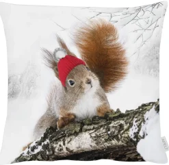 Kissenhülle EICHHÖRNCHEN 46x46cm braun-grau