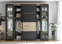 Kleiderschrank STYLE 267 x 225 cm Anthrazit/ Viking Oak hell