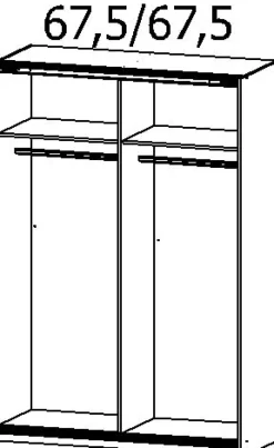 Kleiderschrank SUBITO 136 x 61 cm Spiegelglas/NB weiß