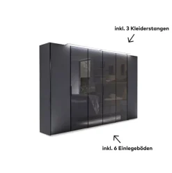 Kleiderschrank SWING 298 x 222 cm vulkanschwarz