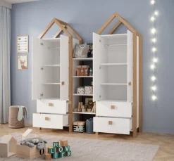 Kleiderschrank-Set BEACH 3-teilig Kiefer weiß/ Abs. Birke