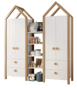 Kleiderschrank-Set BEACH 3-teilig Kiefer weiß/ Abs. Birke