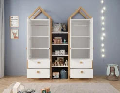 Kleiderschrank-Set BEACH 3-teilig Kiefer weiß/ Abs. Birke