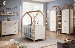 Kleiderschrank-Set BEACH 3-teilig Kiefer weiß/ Abs. Birke