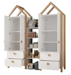 Kleiderschrank-Set BEACH 3-teilig Kiefer weiß/ Abs. Birke