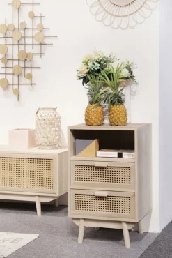 Kommode 42 x 68 cm Braun/ Rattan