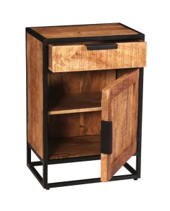 Kommode 50 x 73 cm Mangoholz natur/schwarz