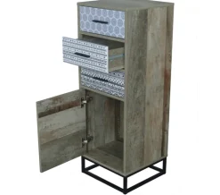 Kommode 39,5 x 106 cm natur/Dekorfolie grau gemustert