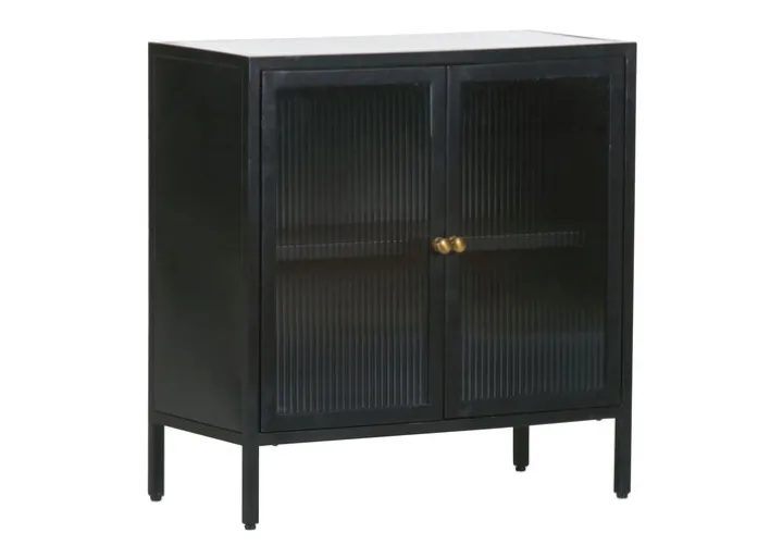 Kommode 70 x 72 cm Platte Marmor weiß/Türfront Strukturglas