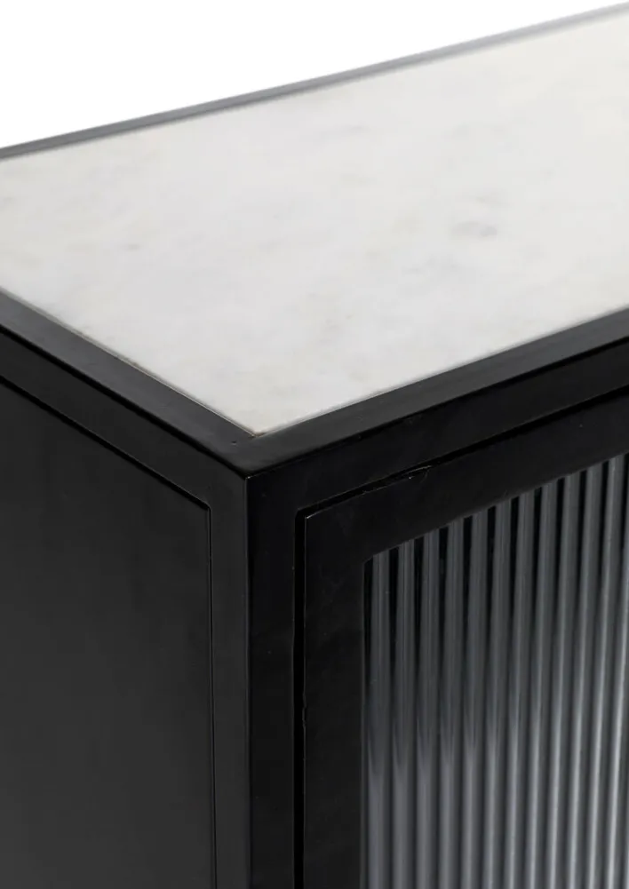 Kommode 70 x 72 cm Platte Marmor weiß/Türfront Strukturglas