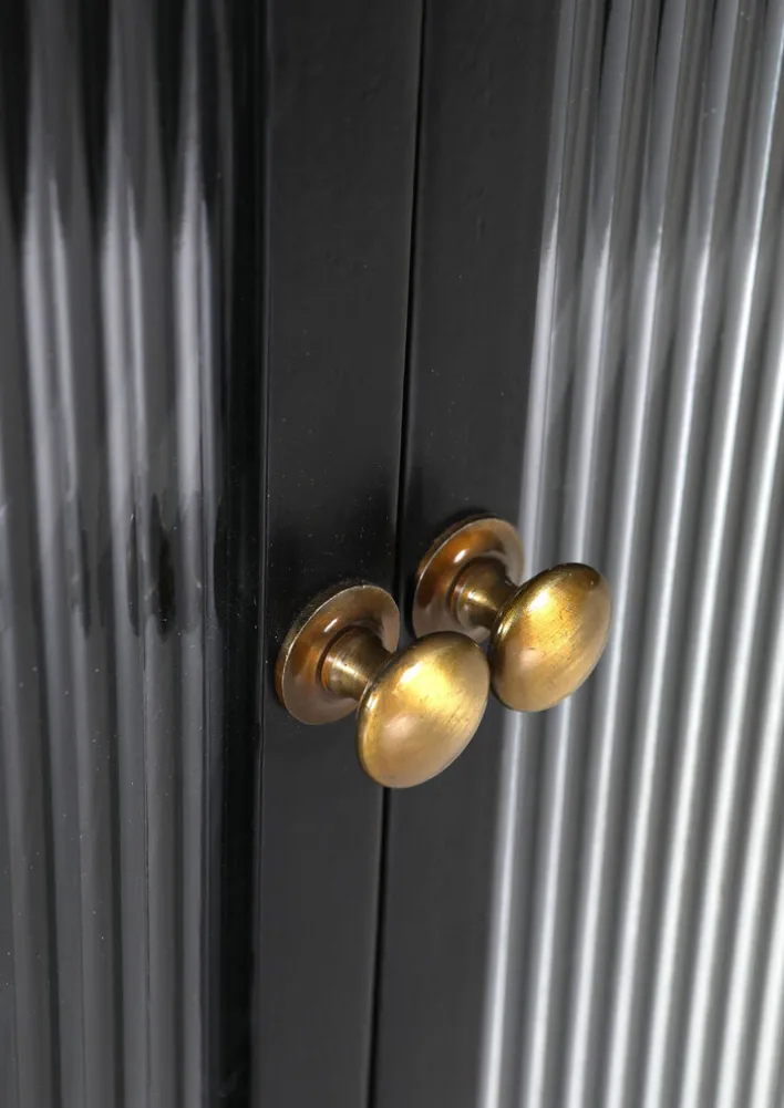 Kommode 70 x 72 cm Platte Marmor weiß/Türfront Strukturglas