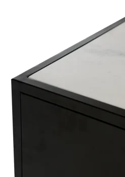 Kommode 48 x 69 cm Platte Marmor weiß/Türfront Strukturglas