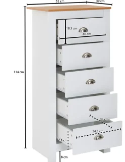 Kommode 53 x 114 cm weiß/ braun
